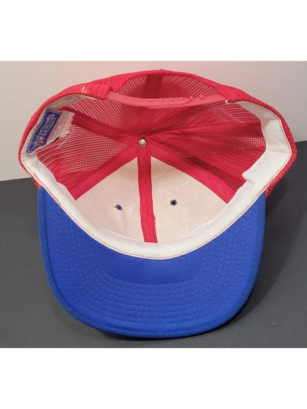 Vtg Carquest Hat Snapback Cap NFL Red/Blue 80's Auto Parts Stores w/Red Rope